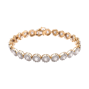 New York Close Out- 14K Yellow Gold Diamond (I1/G-H) Bracelet (Size 7.5) 10.00 Ct, Gold Wt 13.28 Gms