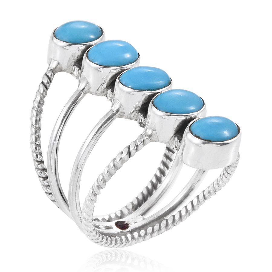Arizona Sleeping Beauty Turquoise (Ovl), Ruby Ring in Sterling Silver 3.50 Ct.