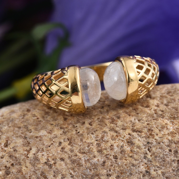Natural Rainbow Moonstone (Rnd) Ring in 14K Gold Overlay Sterling Silver 4.250 Ct.