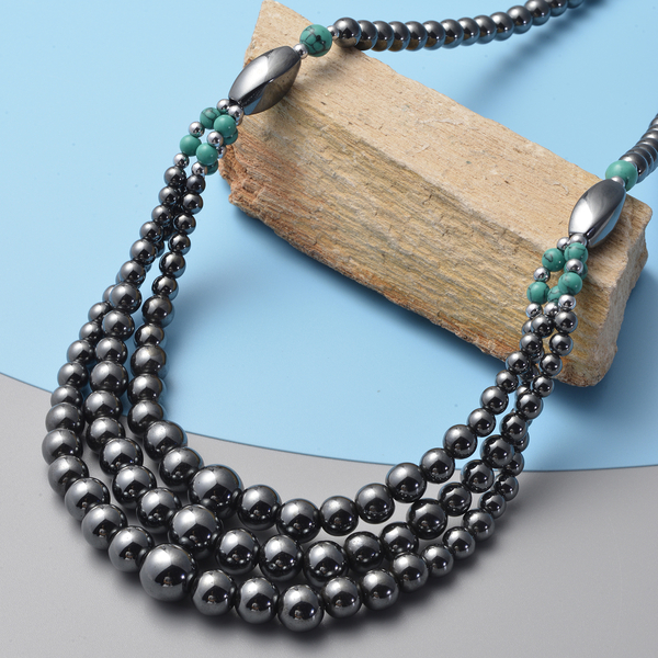 Hong Kong Close Out- Hematite and Blue Howlite Necklace (Size 20)