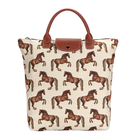 Signare Tapestry Whistle Jacket Horse Pattern Foldaway Bag (Size -28X34X13) - Cream