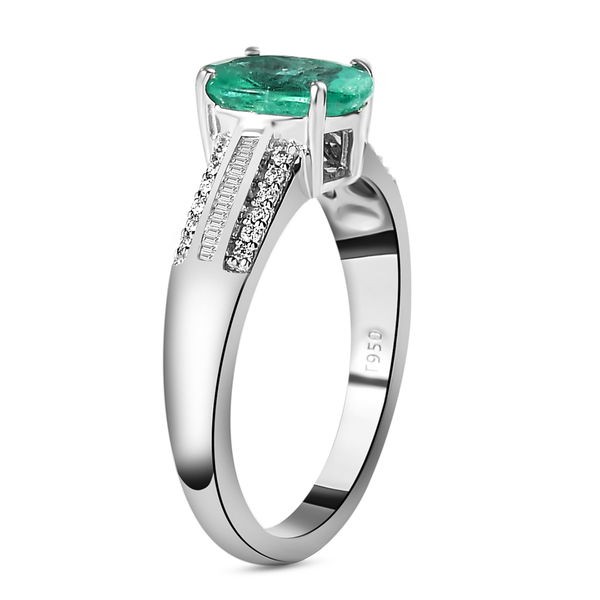 RHAPSODY 950 Platinum AAAA Ethiopian Emerald and Diamond (VS/E-F) Ring 2.02 Ct, Platinum Wt. 5.80 Gms