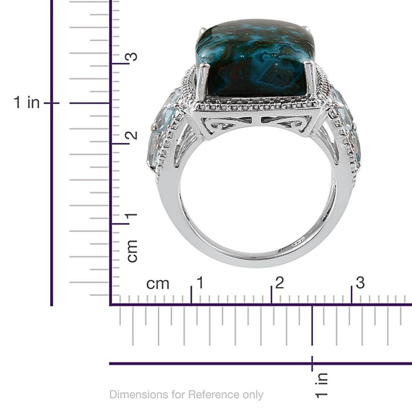 Table Mountain Shadowkite (Cush 18.50 Ct), Sky Blue Topaz Ring in Platinum Overlay Sterling Silver 20.600 Ct.
