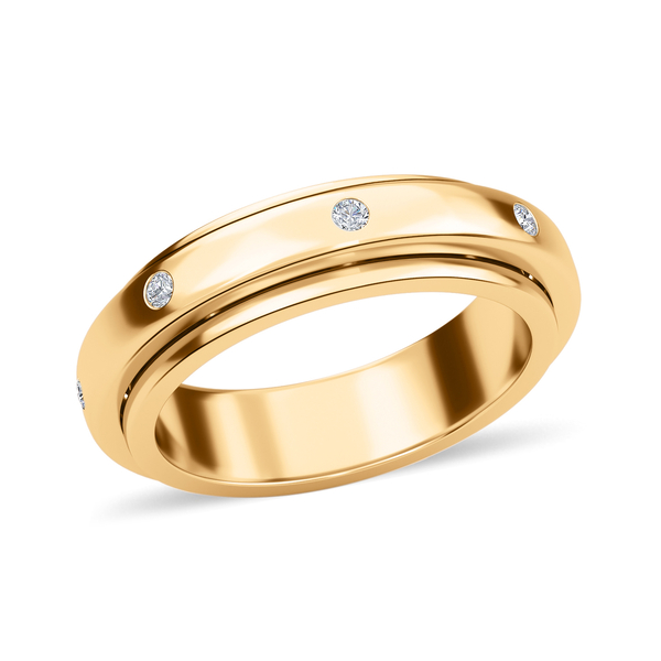 Elanza - Simulated Diamond Band Ring in Gold Overlay Sterling Silver