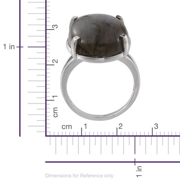 Labradorite (Ovl) Ring in Platinum Overlay Sterling Silver 28.000 Ct.