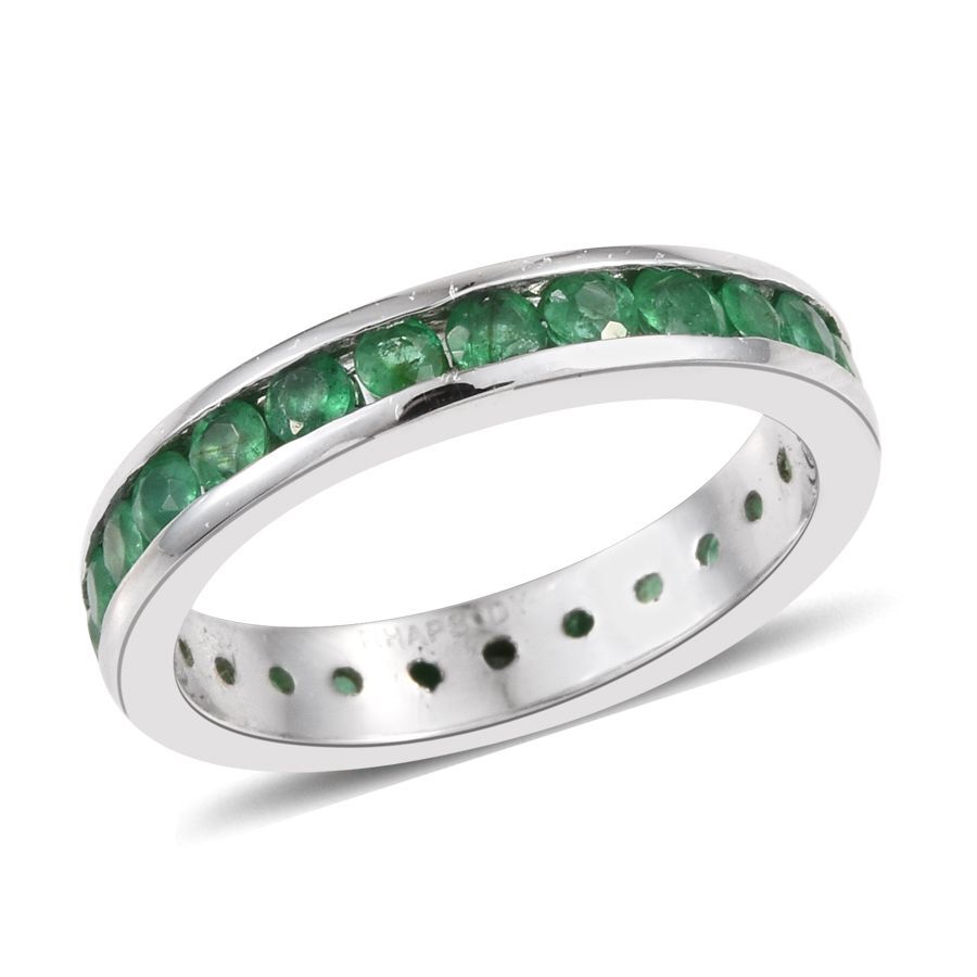 RHAPSODY 950 Platinum AAAA Boyaca Colombian Emerald (Rnd) Full Eternity Band Ring 2.000 Ct.