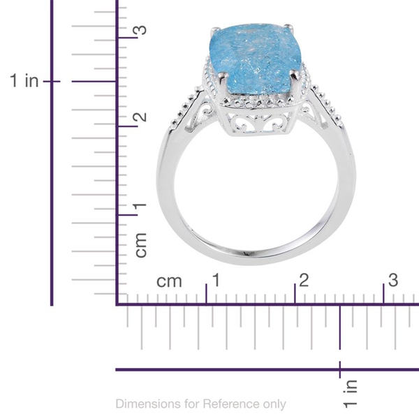 Blue Crackled Quartz (Cush) Solitaire Ring in Sterling Silver 6.750 Ct.