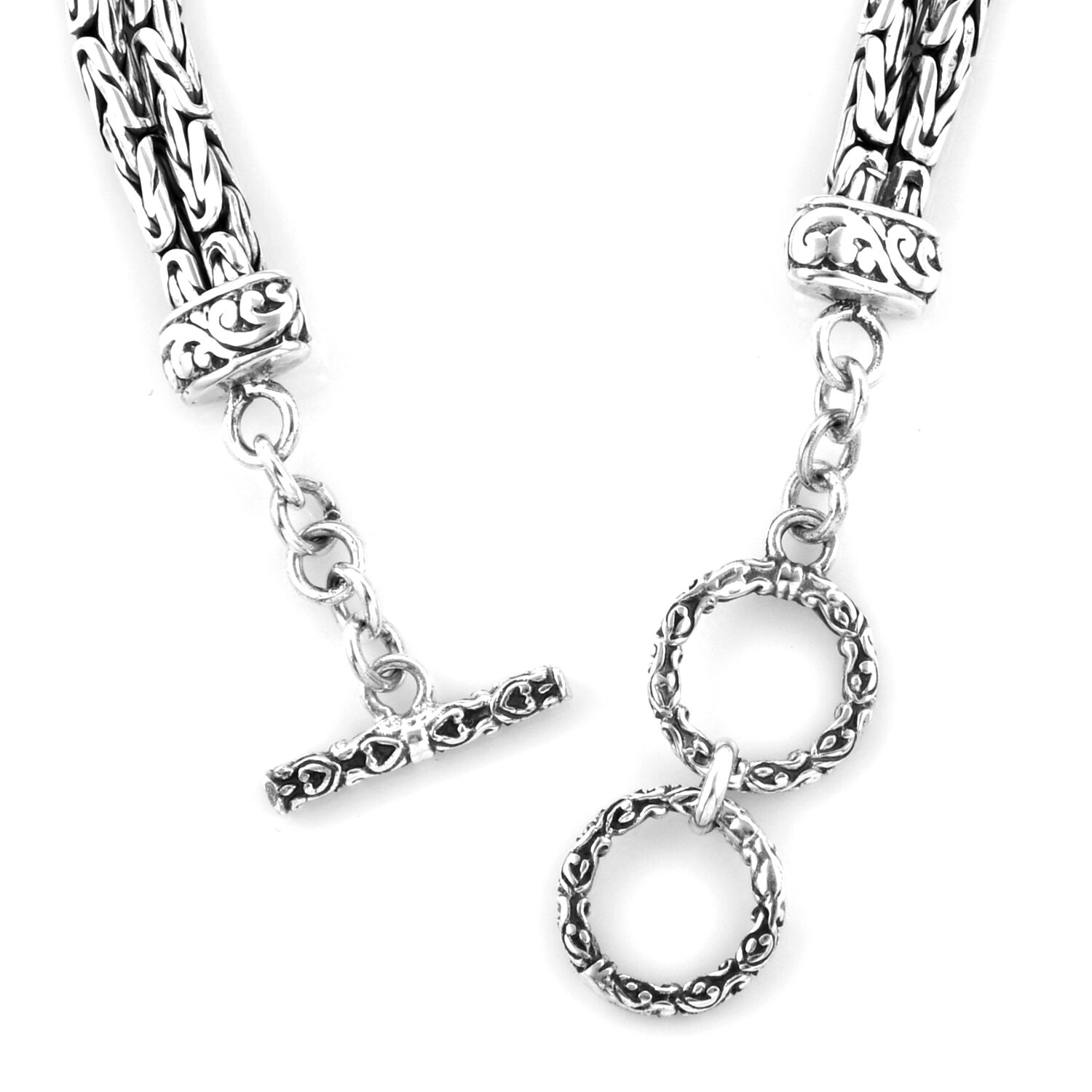 Royal Bali Collection Oxidised Sterling Silver Dragonfly Bracelet (Size 7.5), Silver wt 23.44 Gms.