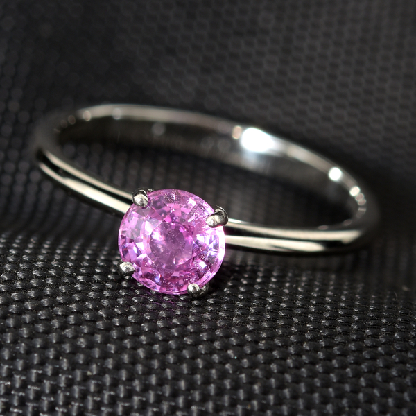 RHAPSODY 950 Platinum AAAA Pink Sapphire Solitaire Ring.Platinum Wt 3.04 Gms