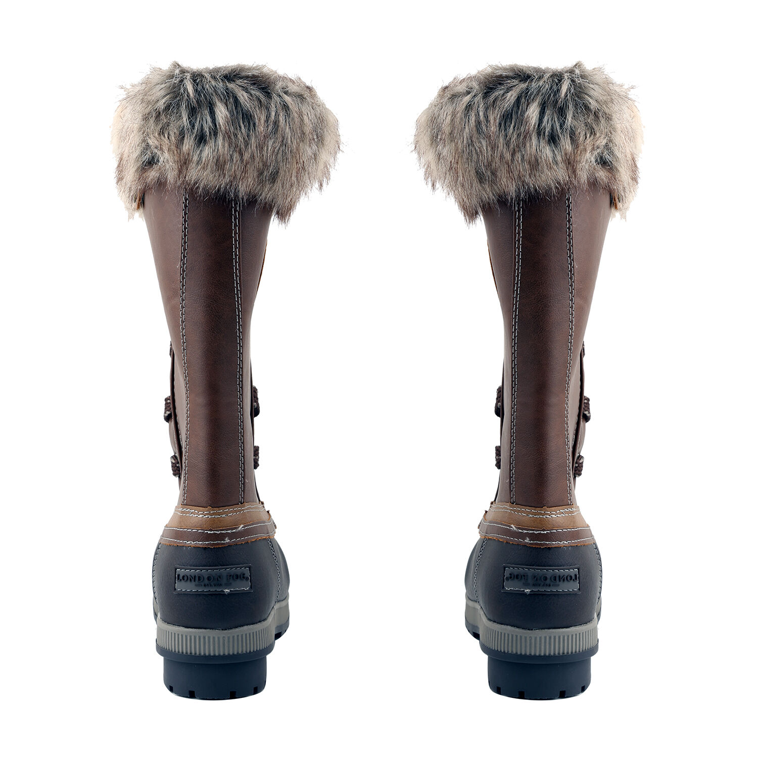 Faux Fur Lined Snow Boots (Size 4) - Brown & Cognac