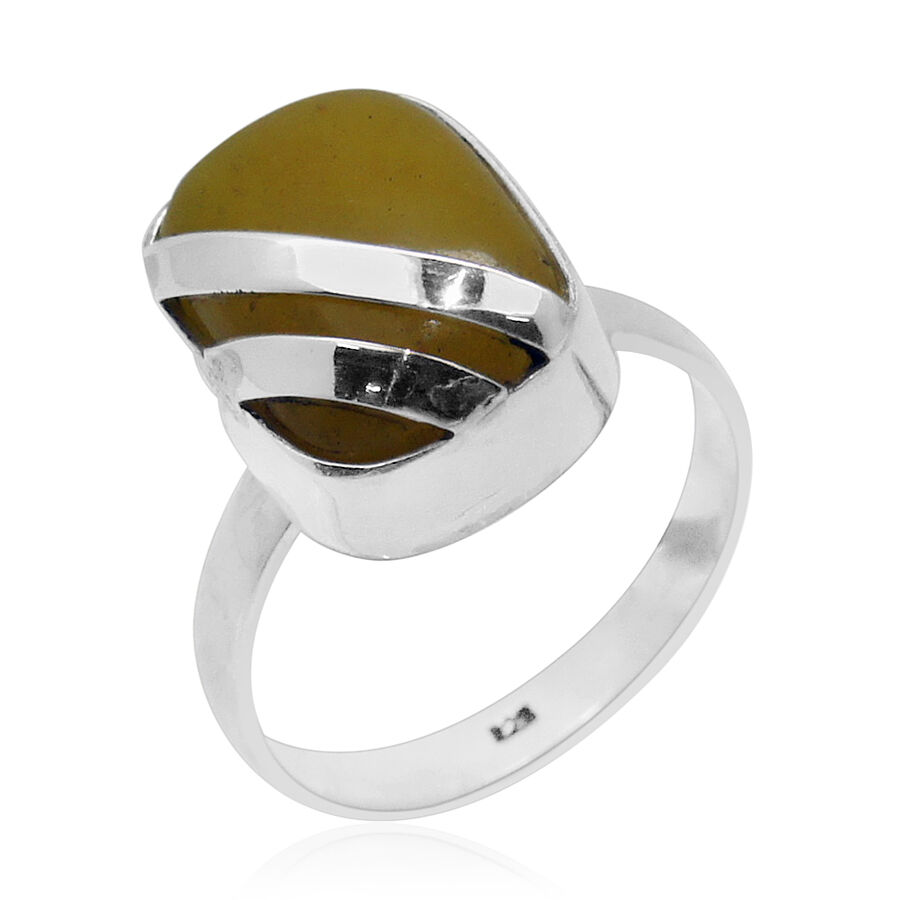 Royal Bali Collection Honey Jade (Cush) Ring in Sterling Silver 11.340