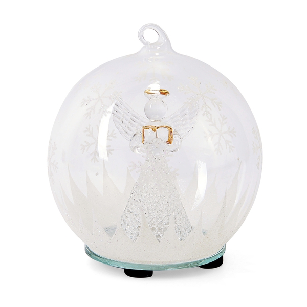 Home Decor - Christmas Angel Theme Glass Ball with Colourful LED Lights Inside