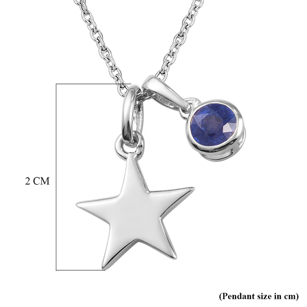 Masoala Sapphire (FF) 2 Pcs Pendant with Chain (Size 20) with Lobster Clasp in Platinum Overlay Sterling Silver