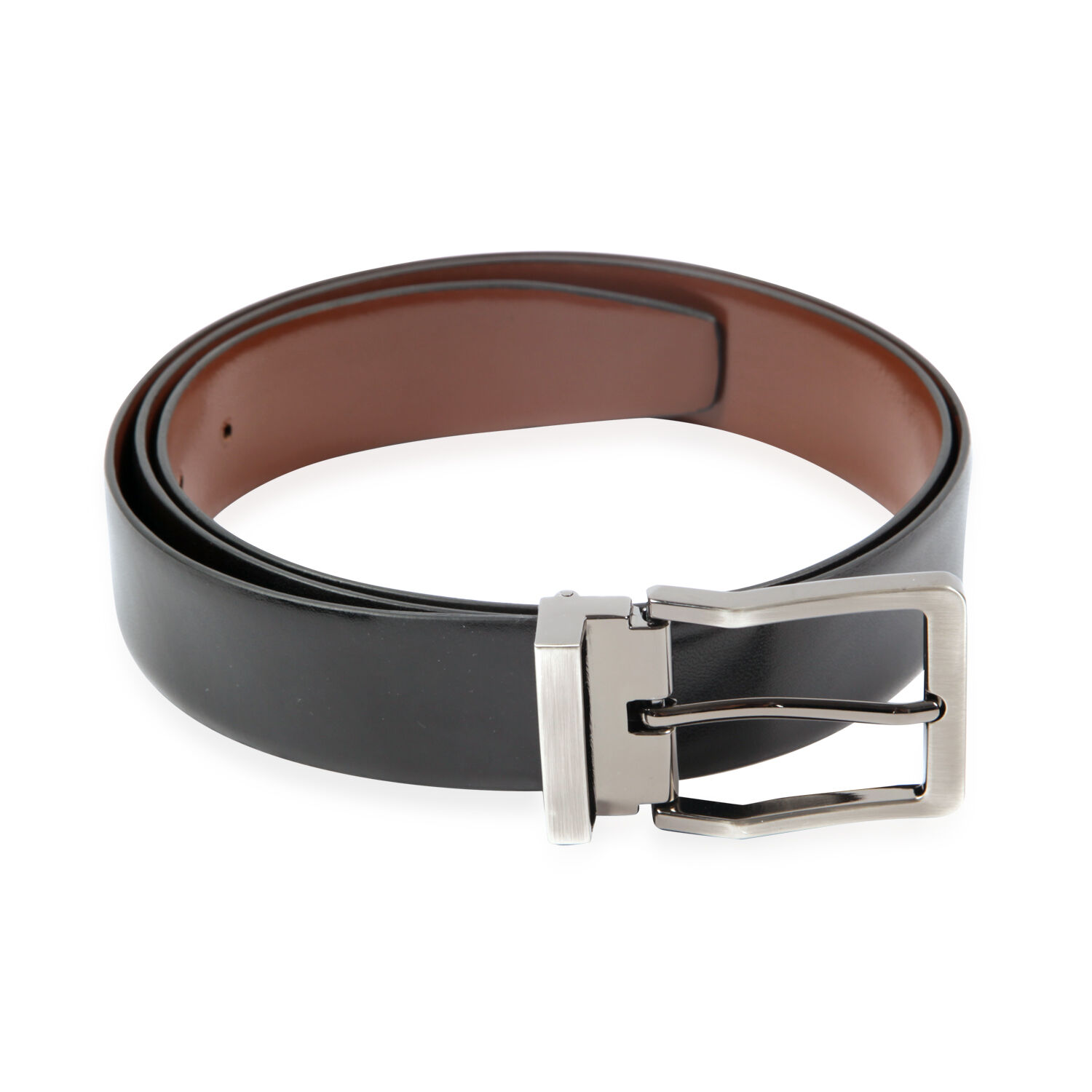 Genuine Leather Black Colour Mens Belt with Silver Tone Buckle (Size 38-42 Inch)