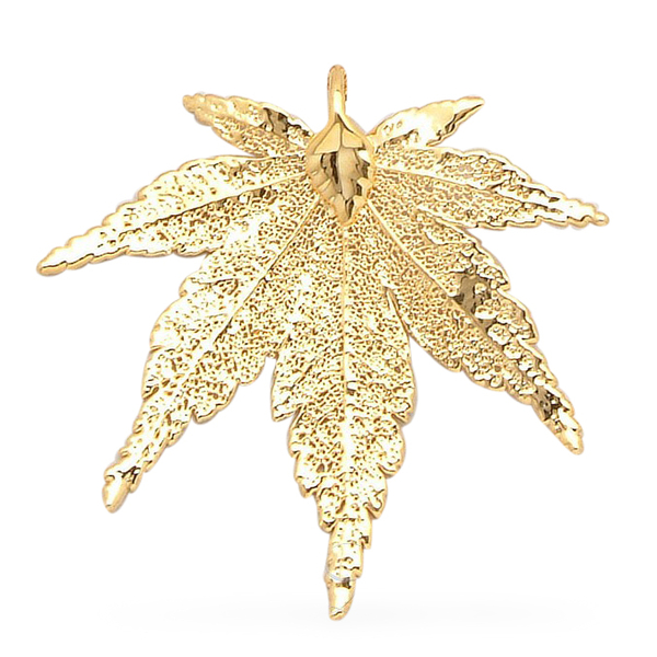 Real Japanese Maple Leaf Pendant (Size 3.5 - 4 Cm) Dipped in 24K Yellow Gold