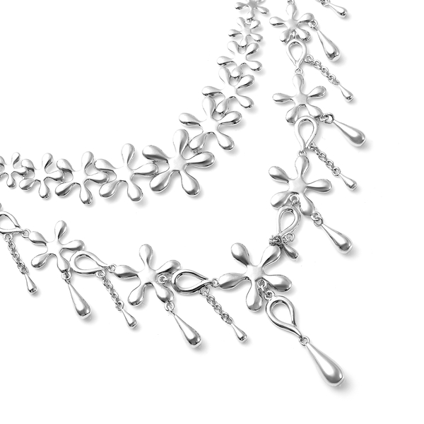 LucyQ Multi Splash Collection - 5 in 1 Rhodium Overlay Sterling Silver Bracelet or (Necklace Size - 20)