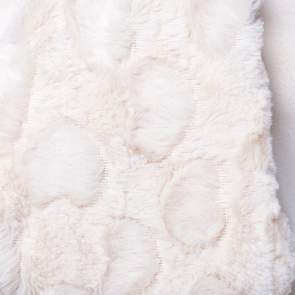 Designer Inspired- Cream Colour Heart Pattern Faux Fur Infinity Scarf (Size 80X20 Cm)
