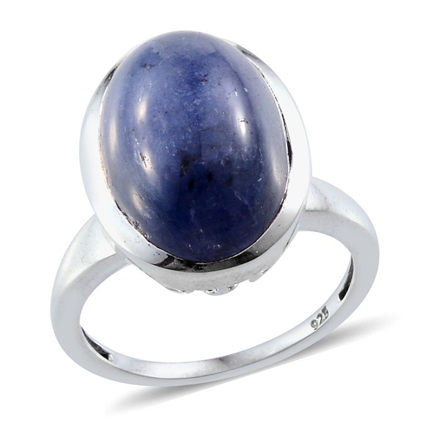 Tanzanite (Ovl) Solitaire Ring in Platinum Overlay Sterling Silver 12.250 Ct.