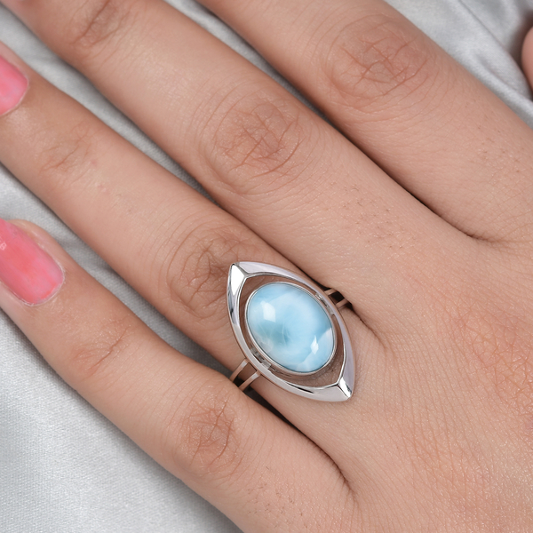 Sajen Silver ILLUMINATION Collection - Sajen Silver Larimar Ring in Platinum Overlay Sterling Silver 8.750 Ct.