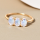Rainbow Moonstone Trilogy Ring in 14k Gold  Overlay Sterling Silver 1.74 Ct.
