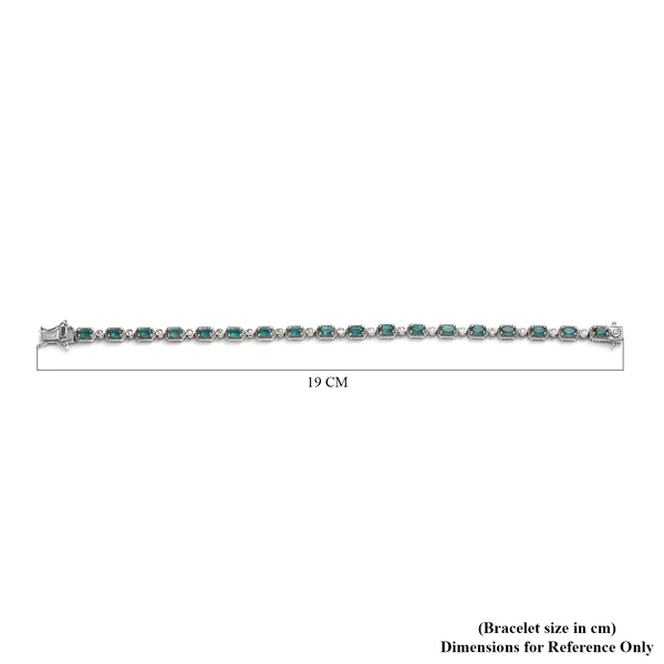 Grandidierite and Natural Cambodian Zircon Bracelet (Size - 7) in Platinum Overlay Sterling Silver 5.23 Ct, Silver Wt. 10.82 Gms