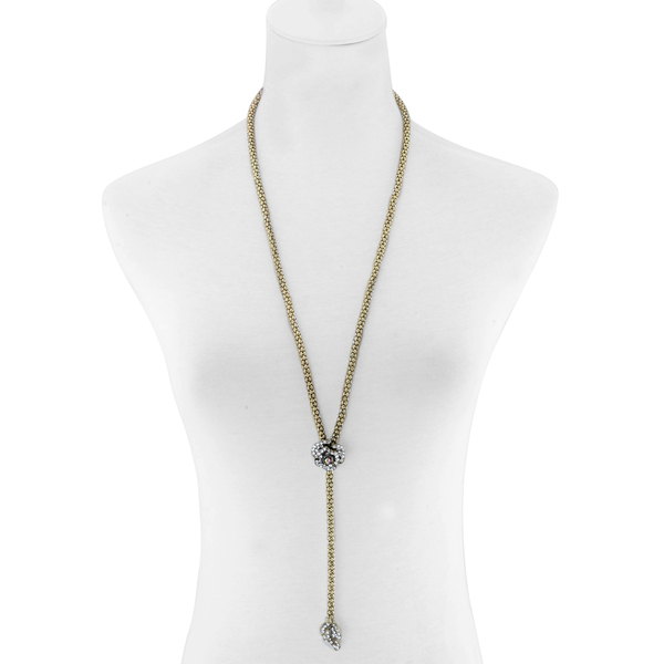 White Austrian Crystal Y Necklace (Size 36) in Gold Tone