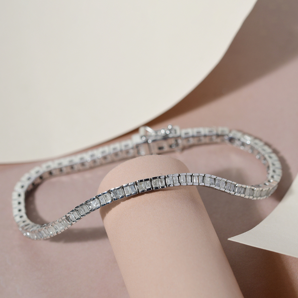 Diamond Cluster Bracelet (Size - 7.5) in Platinum Overlay Sterling Silver 2.00 Ct, Silver Wt. 11.83 Gms