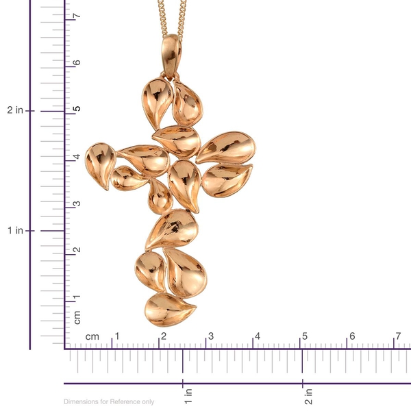 Stefy Pink Sapphire (Rnd) Cross Pendant With Chain in 14K Gold Overlay Sterling Silver