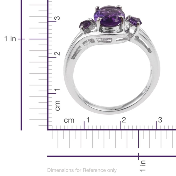 Amethyst (Ovl 1.50 Ct) Ring in Platinum Overlay Sterling Silver 1.750 Ct.