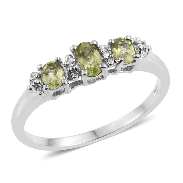 Hebei Peridot (Ovl) Ring, Pendant and Stud Earrings (with Push Back) in Platinum Overlay Sterling Silver 1.500 Ct.