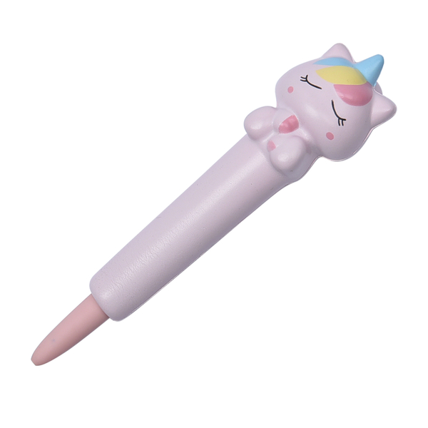 2 Piece Set - Squishy Toy Unicorn Notebook and Pen (Size 18x13x5Cm) - Pink, Yellow & Blue