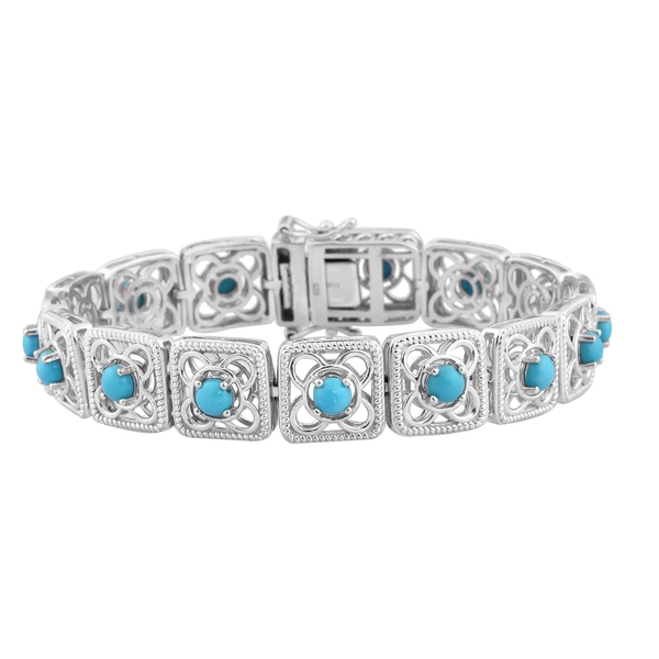 AA Arizona Sleeping Beauty Turquoise Bracelet (Size 7) in Platinum Overlay Sterling Silver 4.50 Ct, 