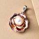 Freshwater Pearl Floral Pendant in Platinum and Rose Gold Overlay Sterling Silver
