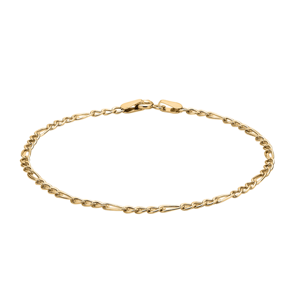 9K Yellow Gold Hollow Figaro Anklet (Size 10) with Spring Ring Clasp