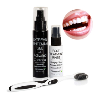 CB&CO Ultimate Teeth Whitening Activated Charcoal Trio Set (Incl. Post Treatment Rinse - 30 ML & Ext