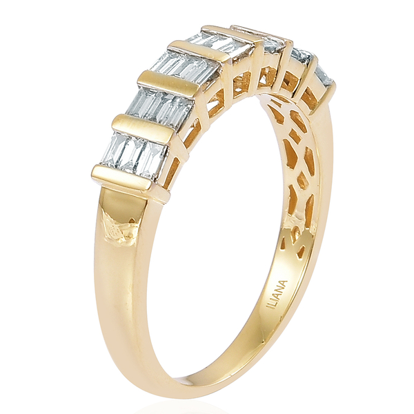 ILIANA 18K Y Gold IGI Certified Diamond (Bgt) (SI/G-H) Half Eternity Ring 0.500 Ct.