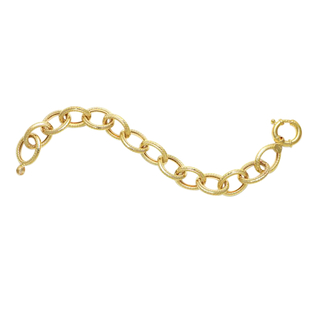 Maestro Collection- 9K Yellow Gold Handcrafted Oval Link Bracelet (Size - 7) with Senorita Clasp, Go