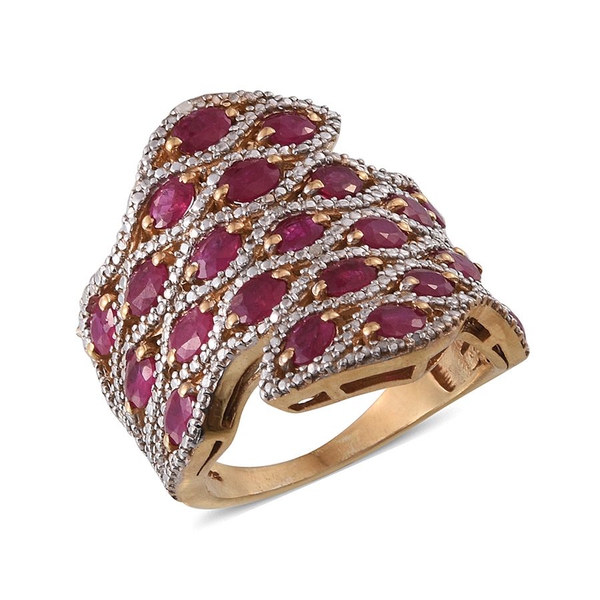 Ruby (Ovl), Diamond Ring in 14K Gold Overlay Sterling Silver 4.520 Ct.