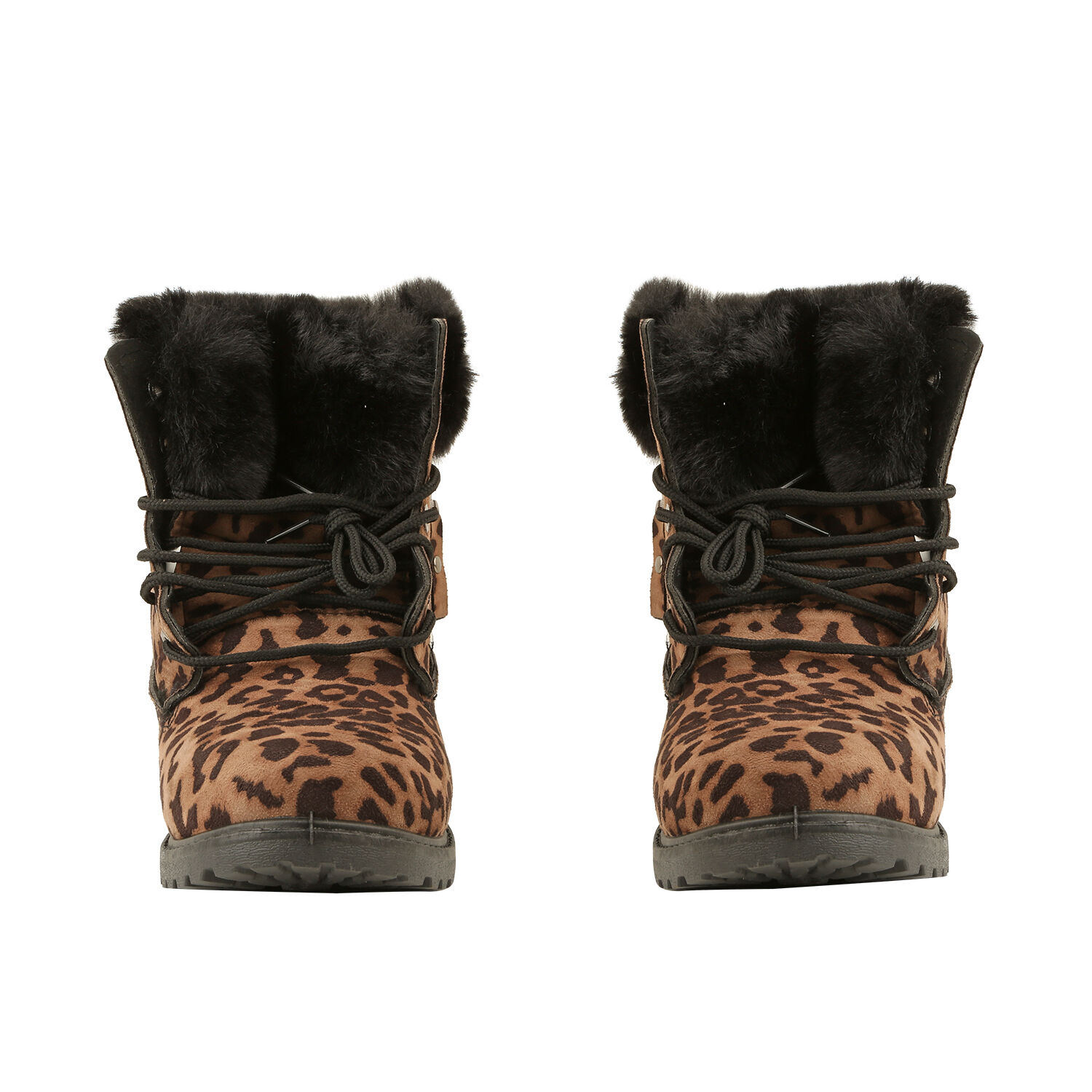 Leopard Print Women Lace Up Ankle Boots (Size 7) - Mustard