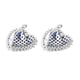 Lustro Stella Simulated Blue Sapphire and Simulated Diamond Heart Stud Earrings (with Push Back) in Rhodium Overlay Sterling Silver