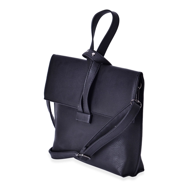 Classic Black Colour Handbag with Adjustable and Removable Shoulder Strap (Size 24x19.5x6 Cm)