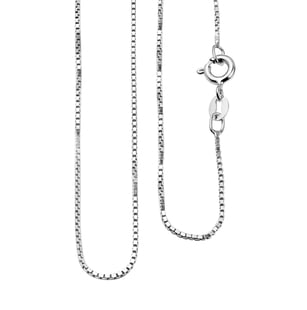 Sterling Silver Box Chain (Size 15) with Spring Ring Clasp.