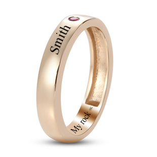 Personalised Engravable 9K Yellow Gold Burmese Ruby Ring