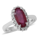 African Ruby (FF) and Diamond Ring (Size P) in Rhodium Overlay Sterling Silver 3.33 Ct.