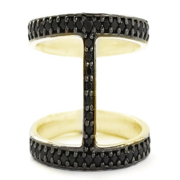 Boi Ploi Black Spinel (Rnd) Ring in 14K Gold Overlay Sterling Silver 1.000 Ct.