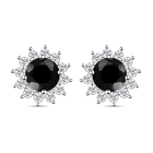 Boi Ploi Black Spinel and Natural Cambodian Zircon Stud Earrings (with Push Back) in Sterling Silver