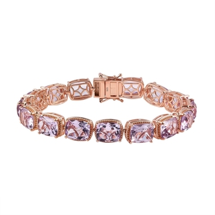 Pink Amethyst Bracelet (Size - 7.5) in 18K Vermeil Rose Gold Overlay Sterling Silver 44.80 Ct, Silve