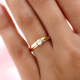Moissanite Solitaire Ring in Yellow Gold Overlay Sterling Silver