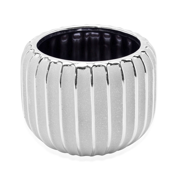 Silver Colour Stoneware Ceramic Handcrafted Flower Pot (Size 11x9 Cm)