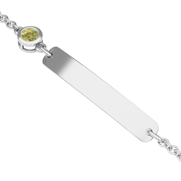 Chinese Peridot (0.50 Ct) Platinum Overlay Sterling Silver Bracelet (Size 6)  0.500  Ct.